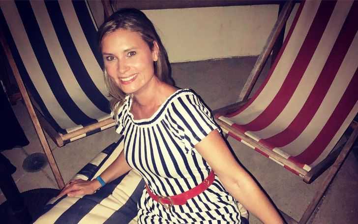 Kristina Klebe in a black and white lovely dress.