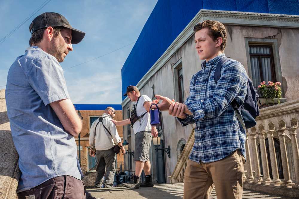 spider man far from home set photo jon watts tom holland